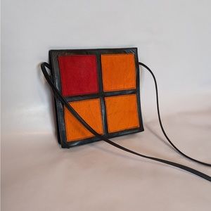 orange patch crossover purse